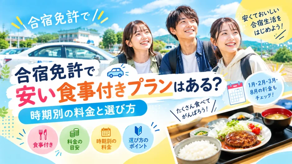 安い　合宿免許　食事付き　イメージ画像